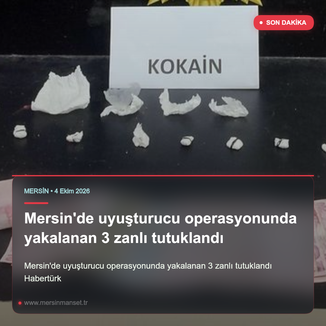 Mersin’de uyuşturucu operasyonunda yakalanan 3 zanlı tutuklandı